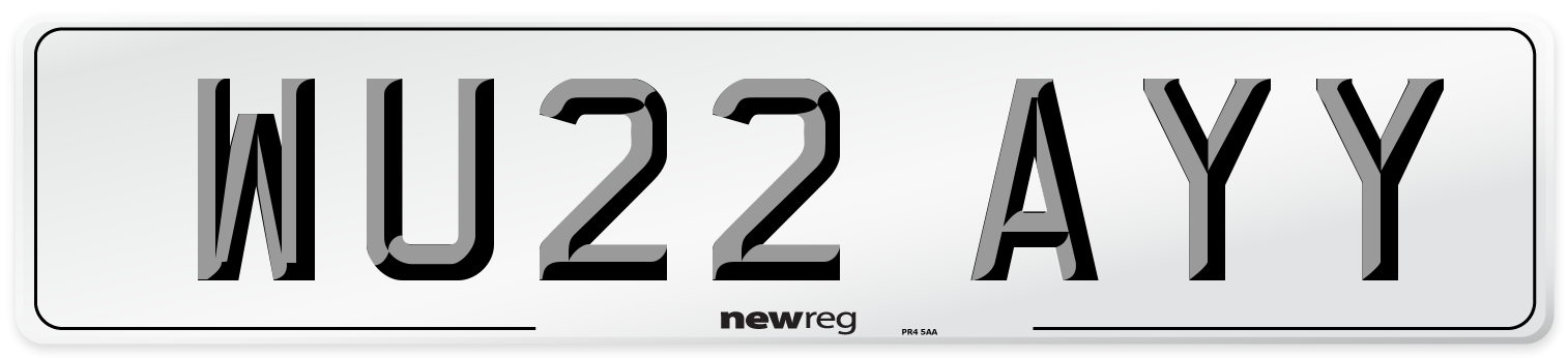 WU22 AYY Number Plate from New Reg
